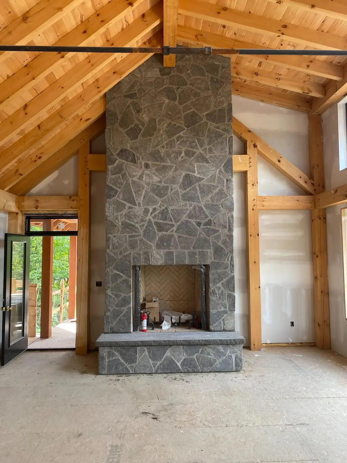 custom stone fireplace - front view
